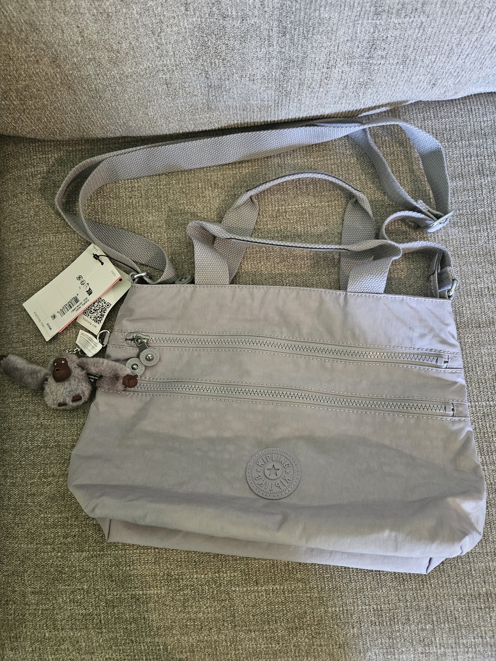 Kipling Light Gray Crossbody Tote - Lightweight Everyday Bag